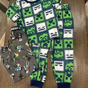 Minecraft Boys Pajama Set With Extra Pajama Pants Size 6/8